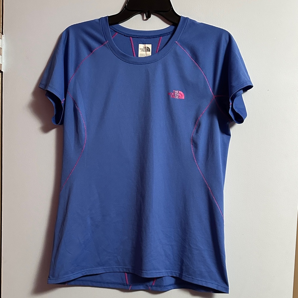 The North Face Indigo Flash Dry Tee with Pink Stitching